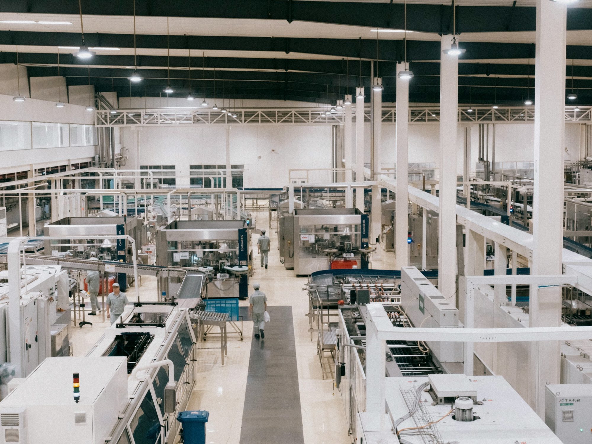 Machinery lining a manufacturing factory floor