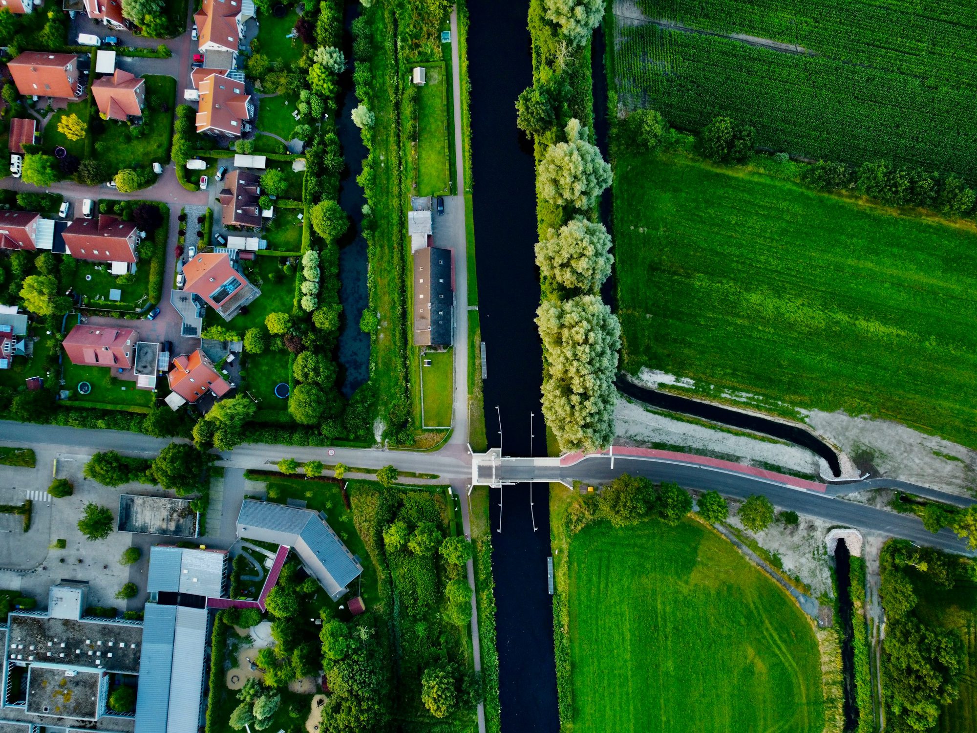 A bird's-eye view of a residential neighbourhood